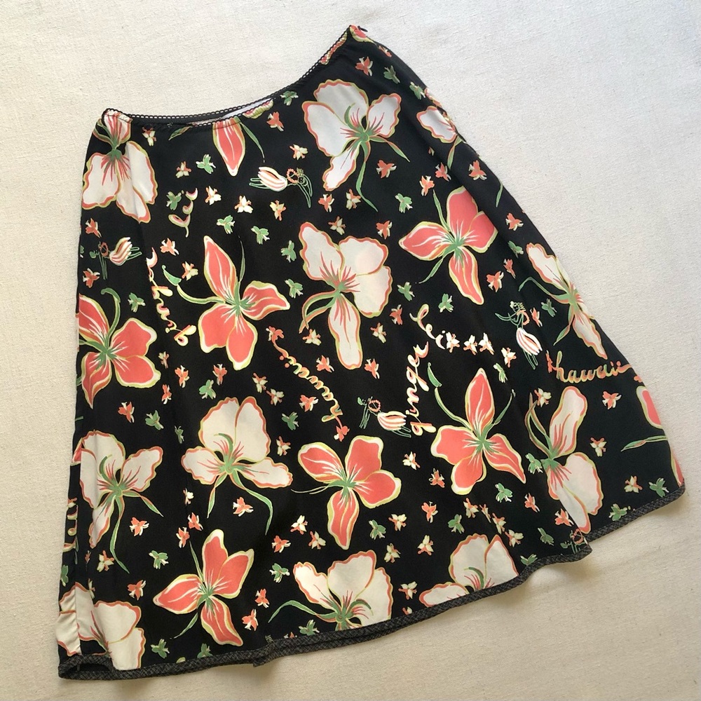 Cabi Black Floral Skirt Flowy Boho Fairy